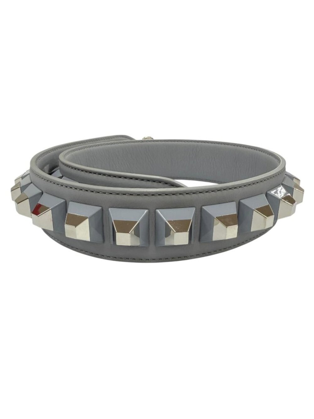 Fendi Strap You Shoulder Leather Logo Gray Silver